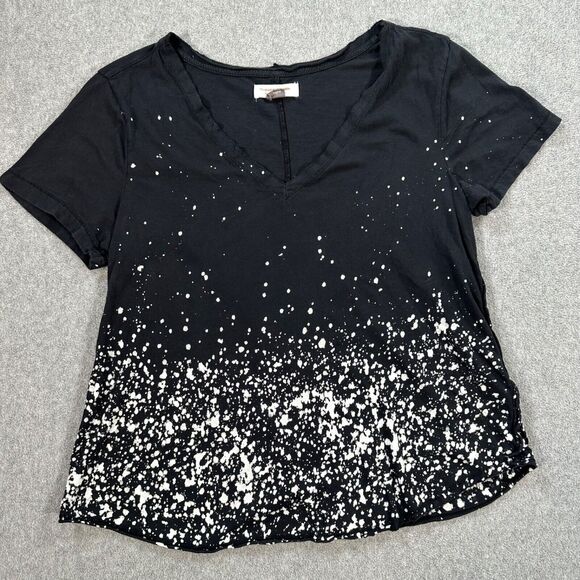 Pilcro and the Letterpress Paint-Splattered Tee Shirt Black Women's Small Anthro - Picture 1 of 8